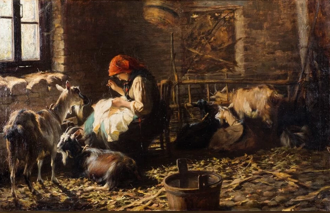 Nella stalla (La capraia) - Galleria d'Arte Moderna Achille Forti, Verona